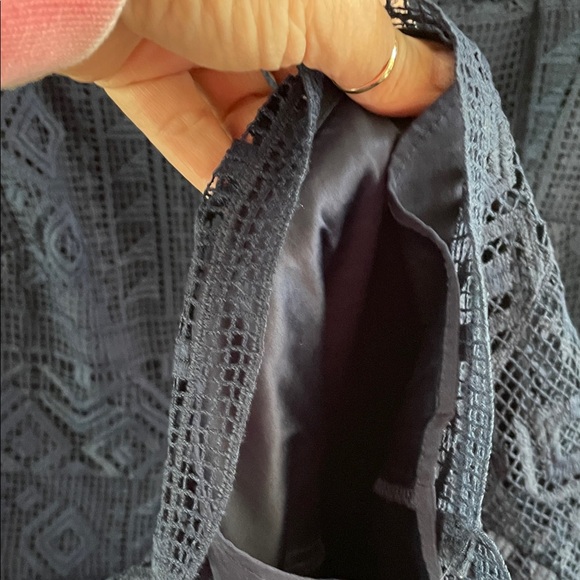 Parker Navy Blue Lace Shorts Romper - Picture 6 of 7